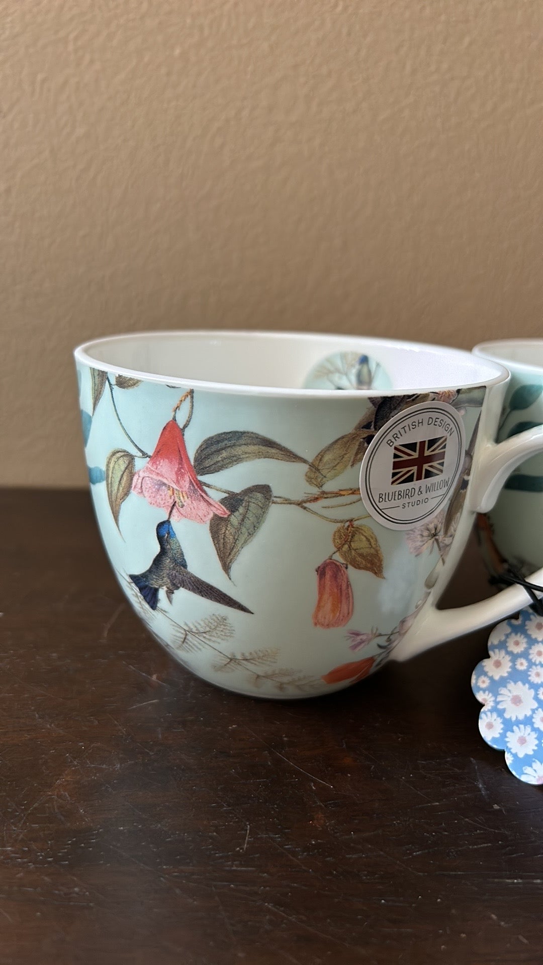 Bluebird & Willow Set Of 4 Mugs New Floral Birds Designed In England