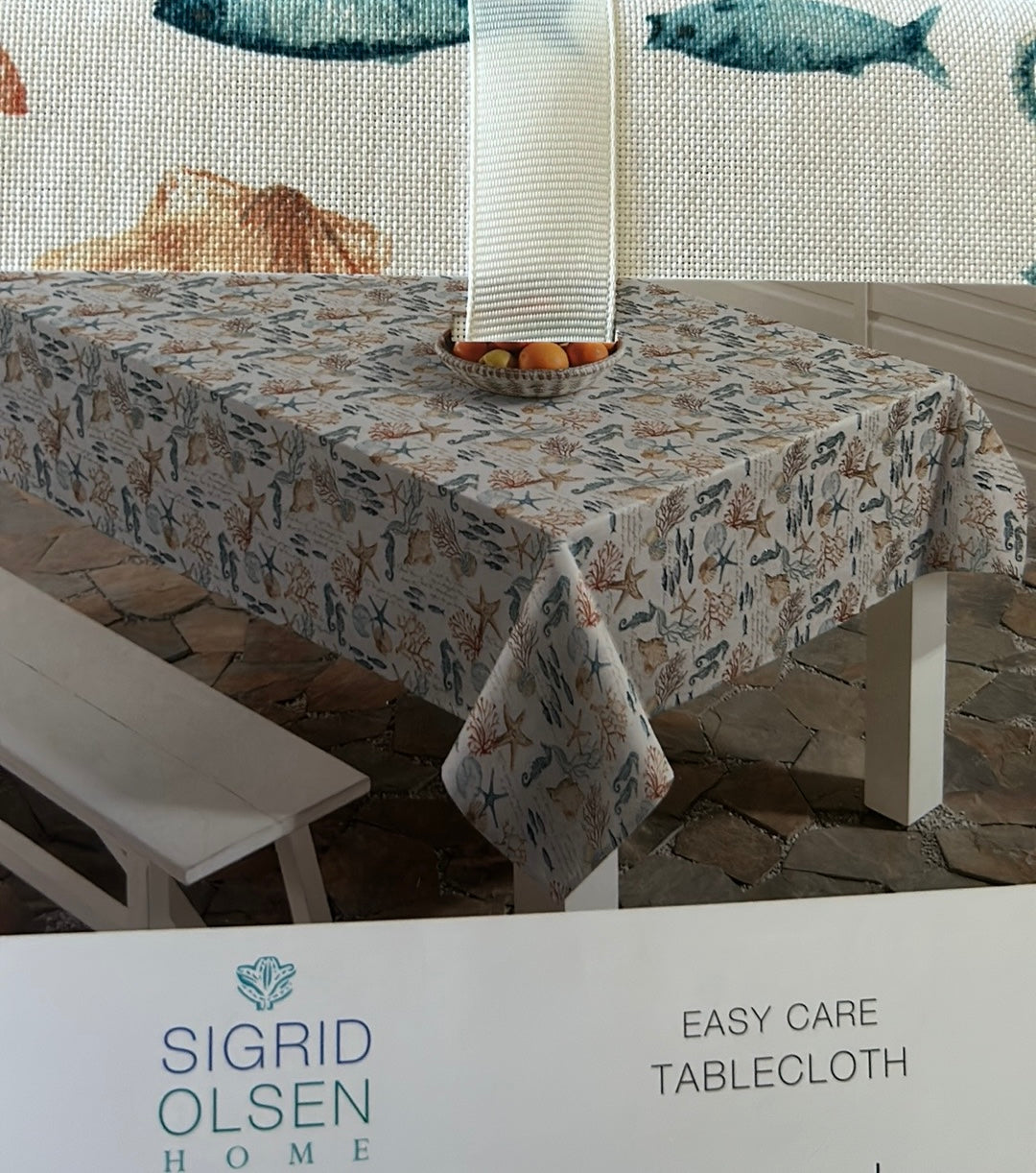 Sigrid Olsen Tropicam Print tablecloth Ocean Life sea Horse starfish