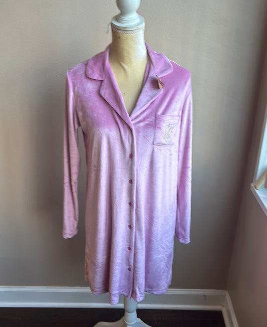 Juicy Couture Womens Nightshirt Velour Pink Sz S New Rhinestones Logo