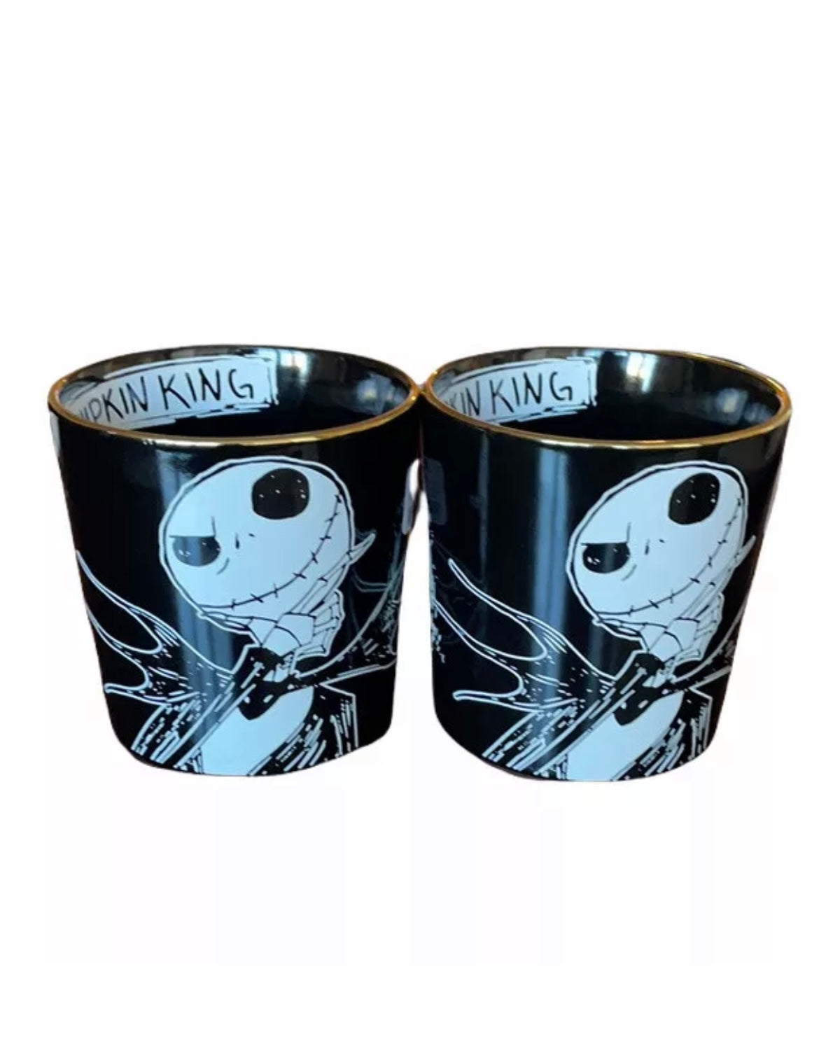 Disney Nightmare Before Christmas Mugs Jack Skellington Set Of 2 New Black