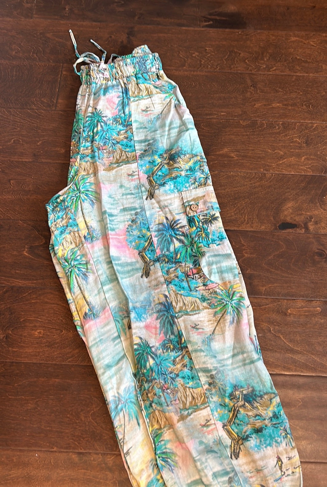 C & C California Women’s Pants Cargo Style Palm Trees Tropical New Sz S